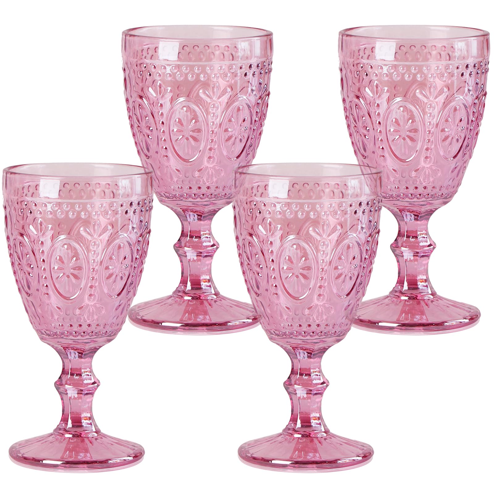 abrwyy Rosa Weingläser, rosa Trinkgläser, 325 ml, Vintage-Glaswaren