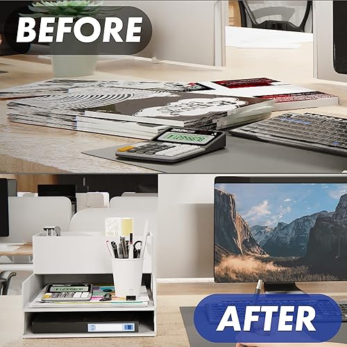 Miniatura 3 de Bandejas apilables de papel blanco, bandeja de cartas, organizador de bandejas de papel, bandeja de papel de escritorio blanca apilable, organizador