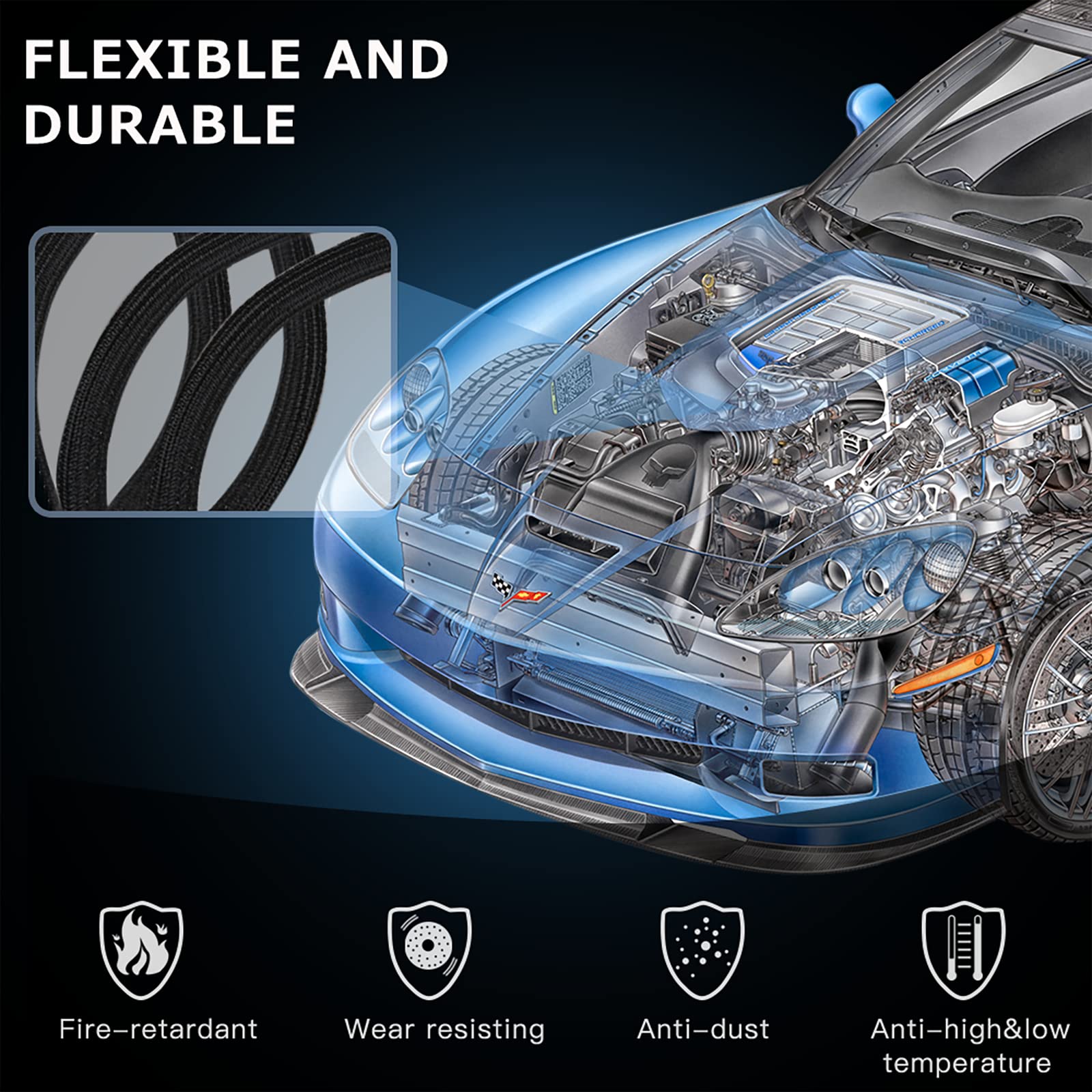 3 m cable conduit, 25-35 mm self-closing cable duct, flexible woven cable sheath, cable management for desk TV, computer, PC - Image 2