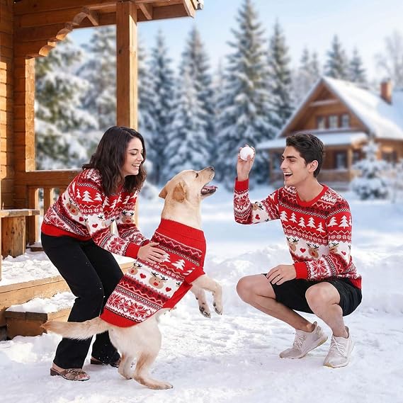 Family Matching Dog and Owner Clothes Outfits,Christmas Pet Cat Sweater Costume for Small Medium Extra Large Dogs/Women/Men-Dog and Owner Matching Sweaters Separately(for Human, Human XXL)