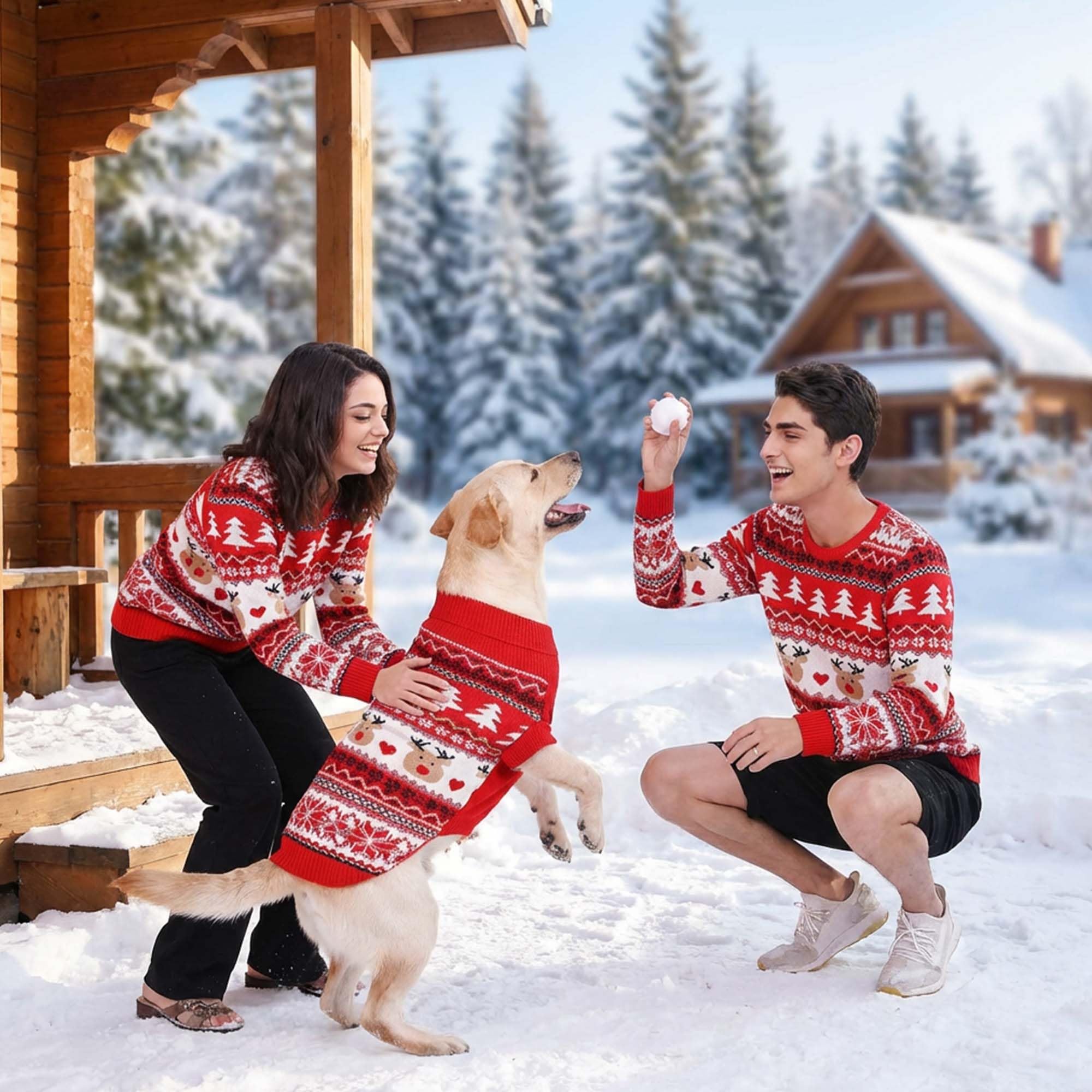 Hunde- und Besitzer-Kleidung, für kleine und mittelgroße und extra große Hunde/Damen/Herren/Besitzer, passende Pullover separat (nur für Menschen, Menschen, L)