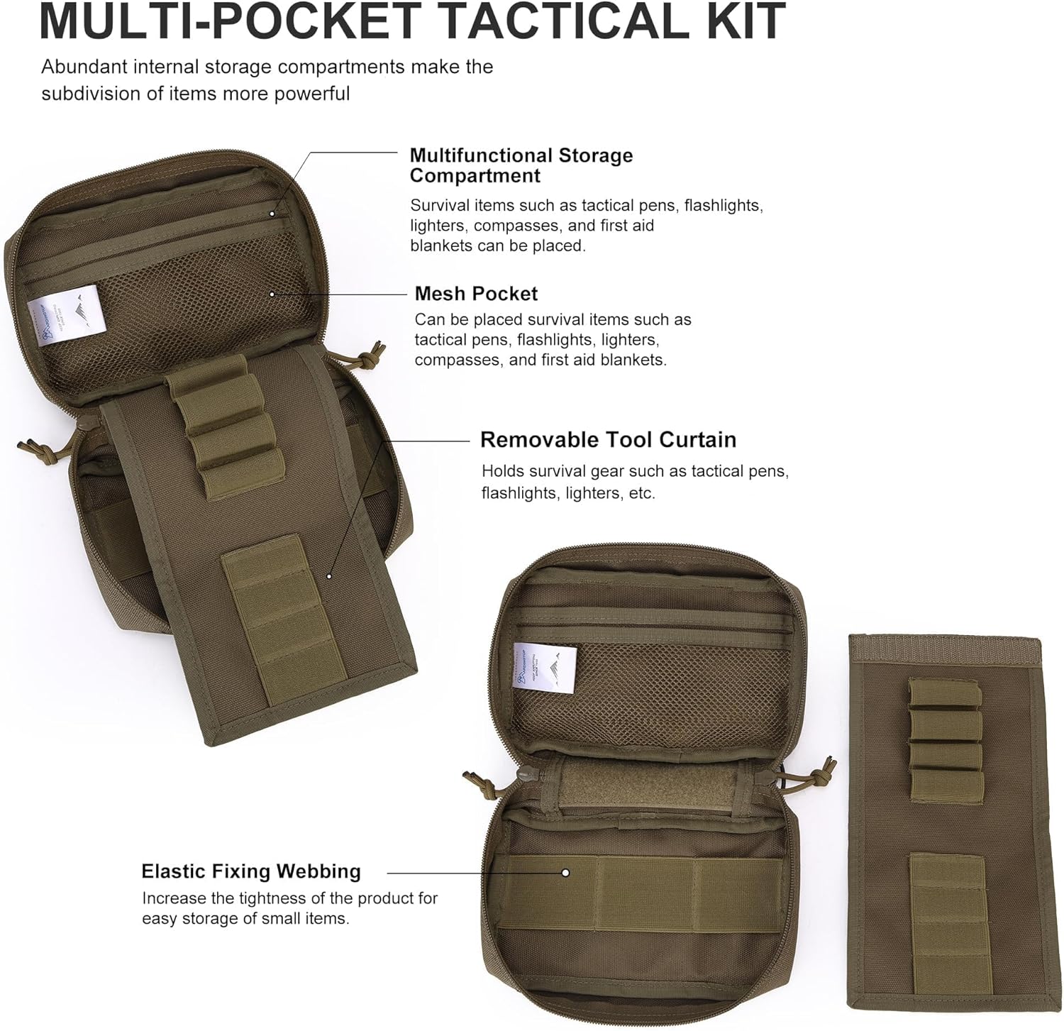 Mardingtop 600D/Cordura Tactical Molle Utility Pouch, Small Military Admin EDC Tool Organizer Bag - Image 3