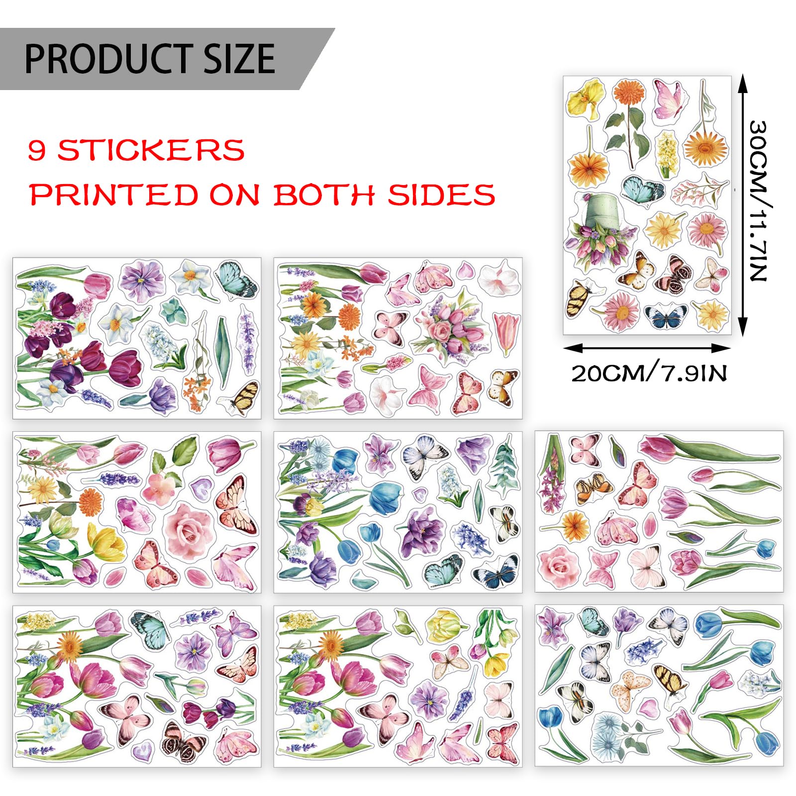 TYXHXTF 9 Sheets Window Stickers, Spring Summer Window Stickers, Spring Window Clings, Home Decorations, Window Decals - Image 3