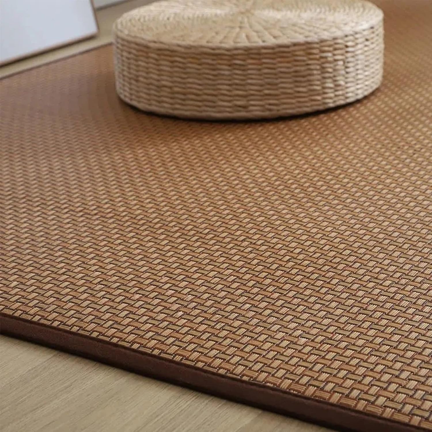Tapis de Sol en Tatami Japonais, en rotin Naturel, antidérapant, Respirant, Tapis de Sol Pliable d'été, Tapis de Sol d'intérieur pour Salon, Chambre à Coucher, Tapis de Jeu Rampant