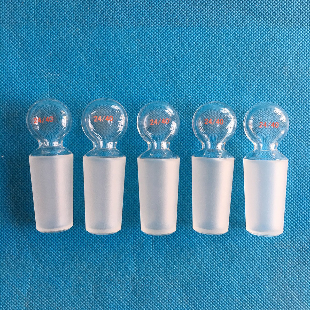 5 pcs Penny Head Hollow Stopper, with Closed Bottom, 24/40 Joint Size