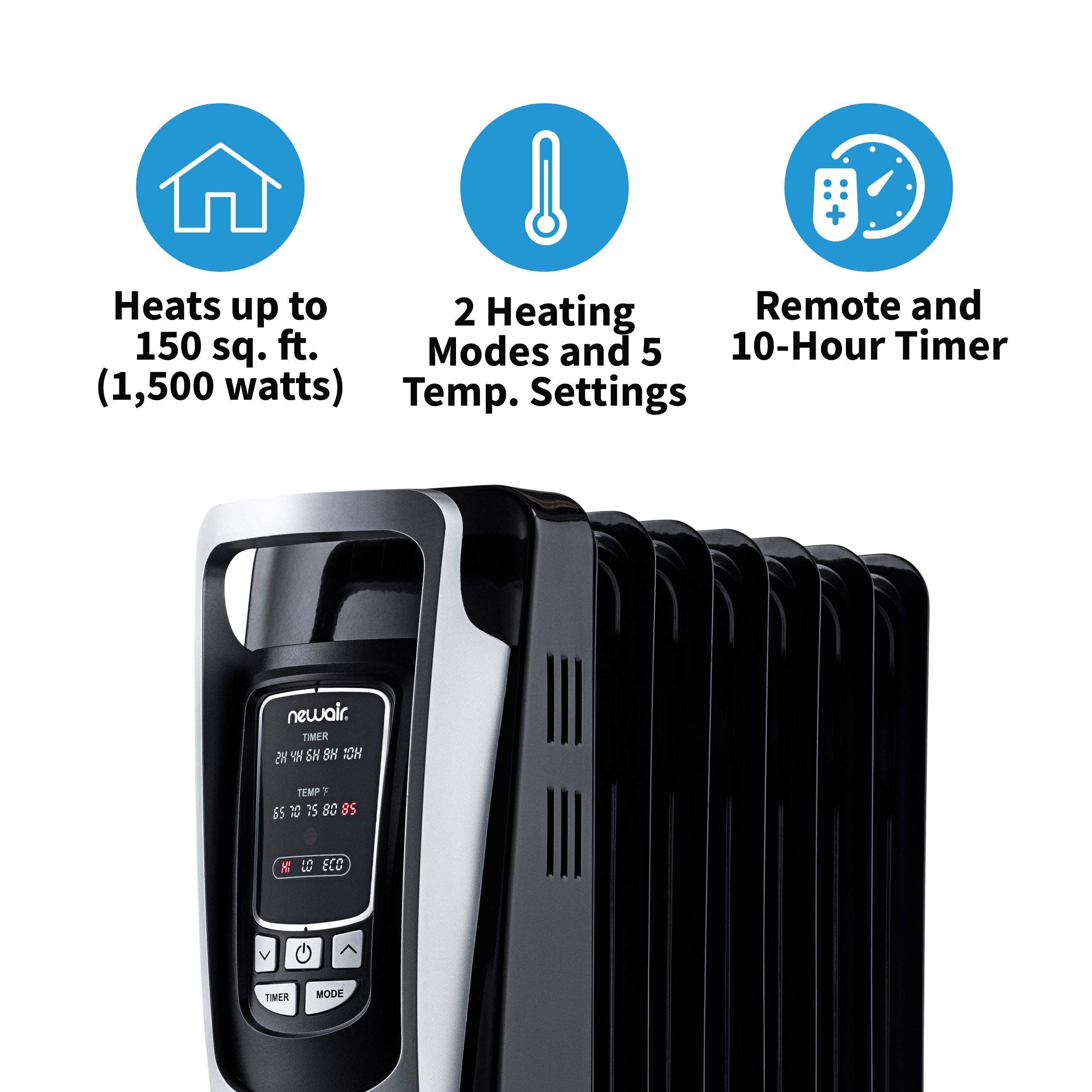 Amazon.com: NewAir Electric Oil-Filled Space Heater, Indoor Personal Heater,  Black, AH-450B : Home u0026 Kitchen