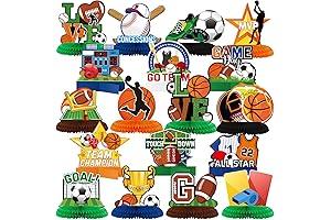 18 Pcs Sports Themed Birthday Party Supplies Sports Centerpieces for Table Sports Party Decorations