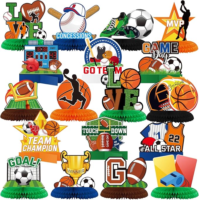 18 Pcs Sports Themed Birthday Party Supplies Sports