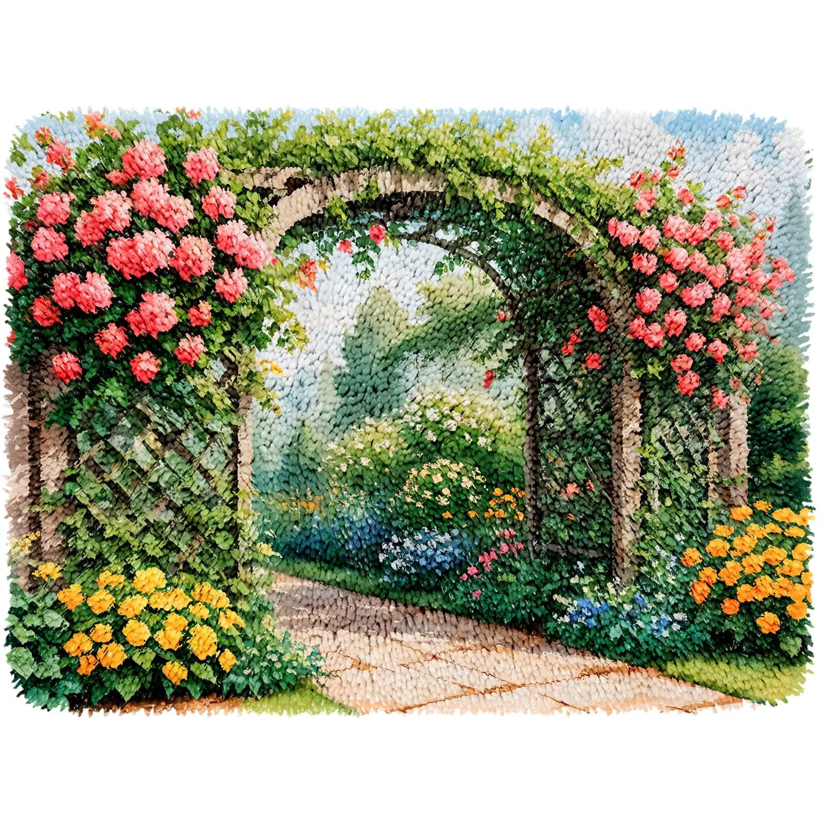 ROCKY&CHAO Juego de ganchos de ganchillo para hacer alfombras, juego de fabricación de alfombras para adultos y niños, juego de punto de cruz, decoración del hogar, 50 x 38 cm - 0225K