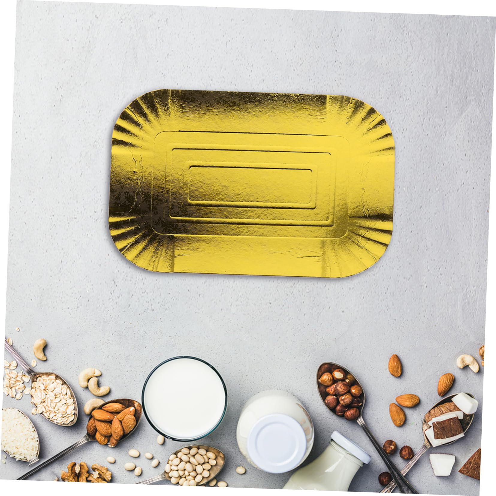 Gatuida Assiettes Jetables Dorées en Papier Aluminium, Lot de 10 | Design Uni, Qualité Alimentaire, pour Banquet et Réception, Format Pratique pour Service de Table
