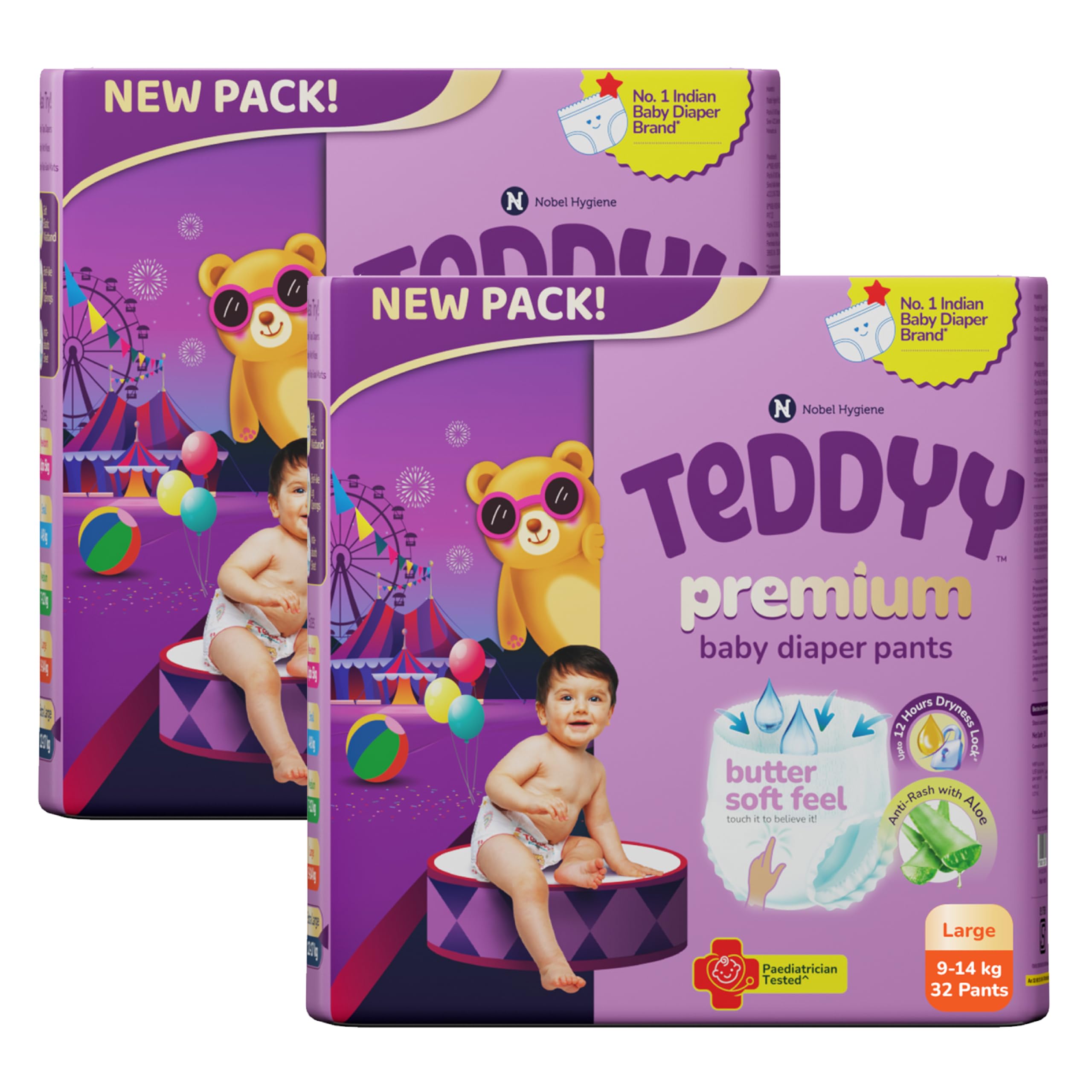 Teddyy Premium Baby Diaper L size, Pant Style | Large (9-14 kg), 64 Pants | Butter Soft Feel, Anti-Rash with Aloe Vera, 12 Hours Dryness Lock-image-30
