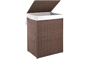 Oiahomy Foldable Laundry Hamper with Lid, 23.8 Gallon Wicker Basket