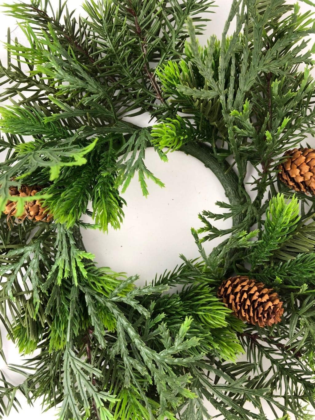 Holiday Decor Christmas Candle Rings Farmhouse Greenery Plastic Fake Juniper 12 inch