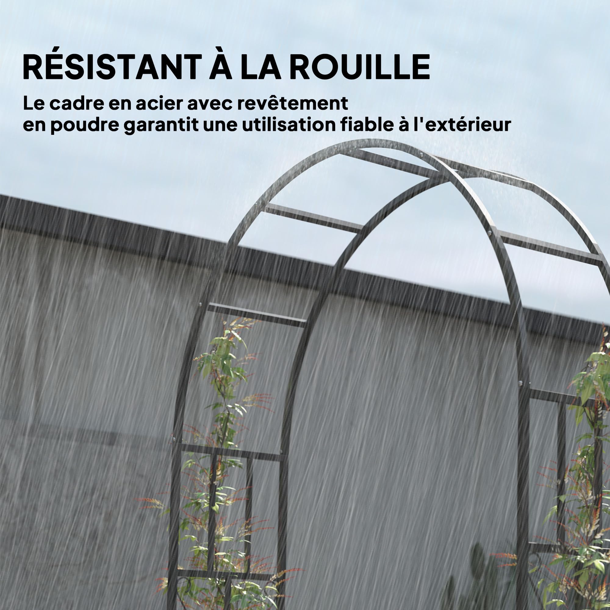 Outsunny Arche de Jardin en Acier, Arceau à rosiers pour Plantes grimpantes, rosiers, vignes de glycine, pour décoration de cérémonie, 150 x 40 x 223 cm, Noir