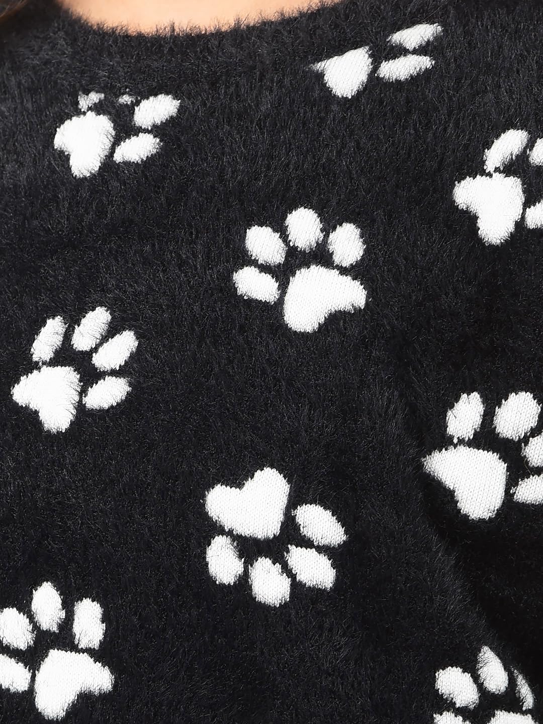 Crimsoune Club Girl's Black Printed Fur Sweater (5-6Y) 2