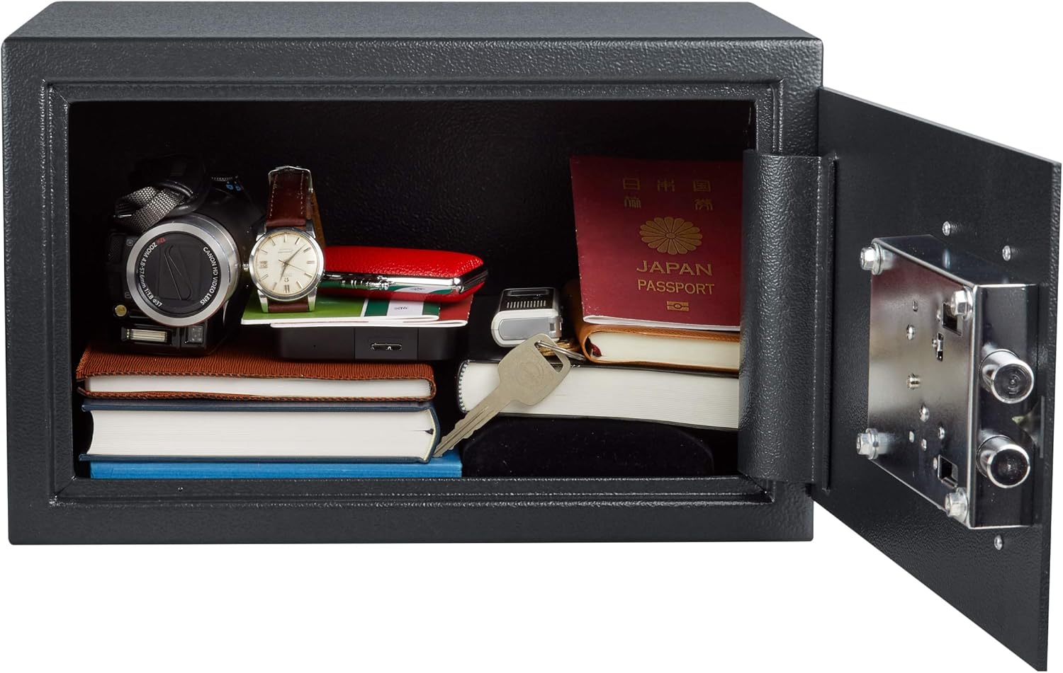 SENTRY X055K Safe Home Small Storage Box with Key 16.4L B5 Classical Key Floor Wall Fixable Black