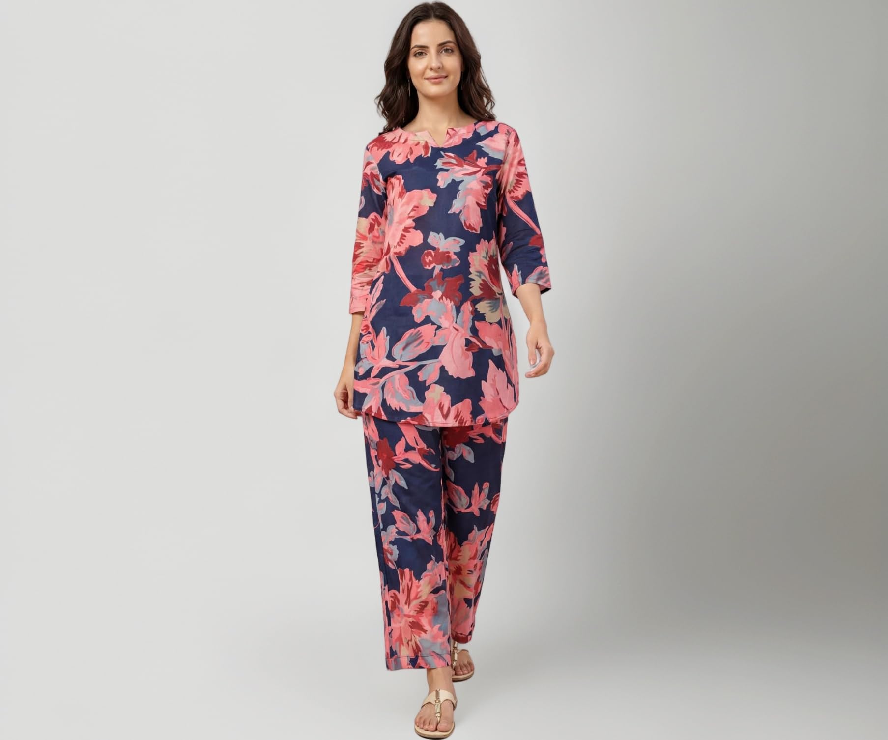Leriya Fashion Kurta Sets for Woman | Co ord Set for Women Stylish | Kurti Set for Woman | Short Kurti for Women Latest | Kurtis | Ethnic Jaipuri Straight Kurta Set with Palazzo Pants | Salwar Suit for Party Outfits
