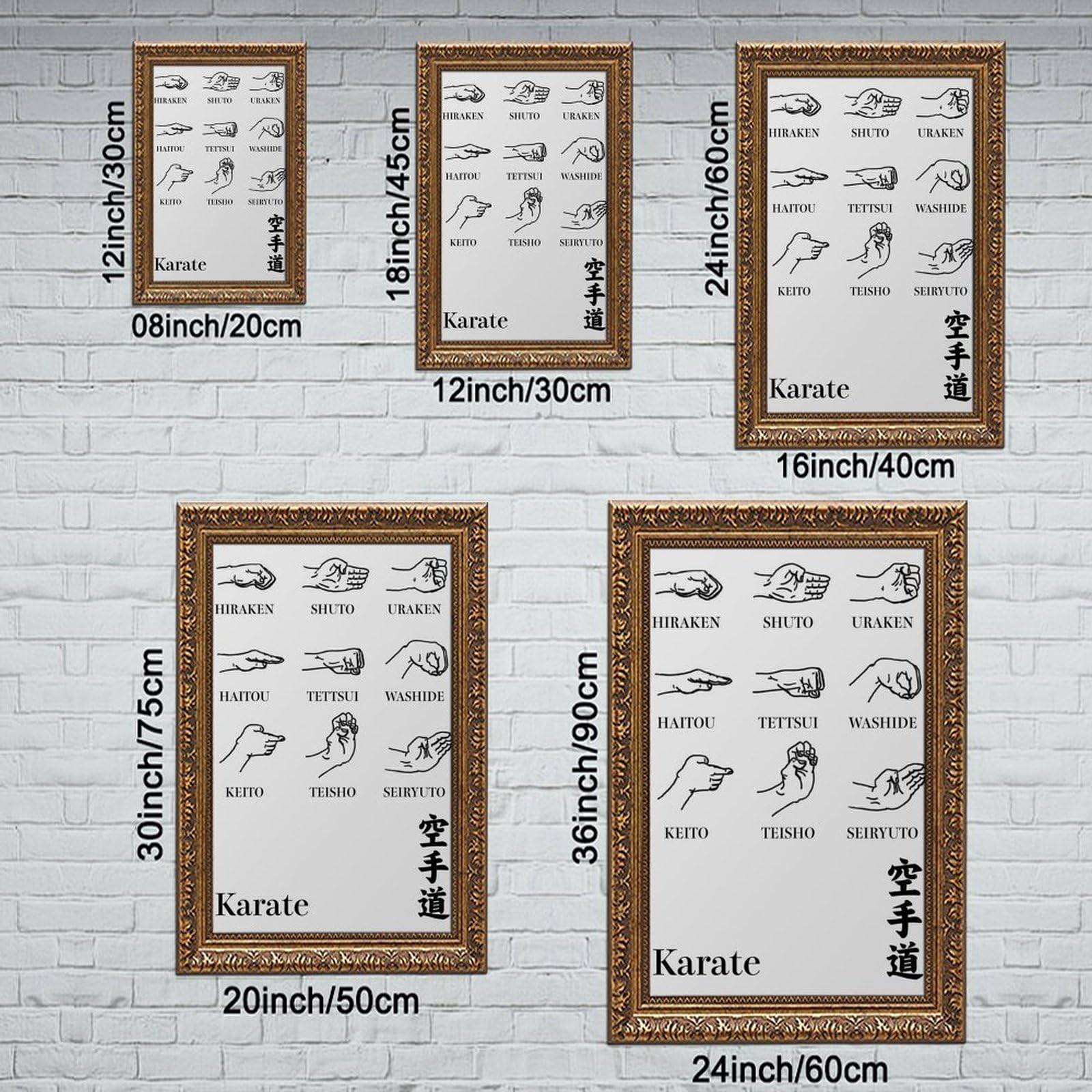 Poster di karate, arti marziali con tecniche di pugno, poster su tela, decorazione artistica da parete per soggiorno e camera da letto, 30,5 cm di lunghezza x 45,7 cm di larghezza