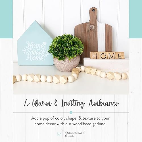Miniatura 2 de Foundations Décor - Guirnalda de cuentas de madera bohemia con borlas, cuentas bohemias para decoración del hogar para estantes, mesa, pared y