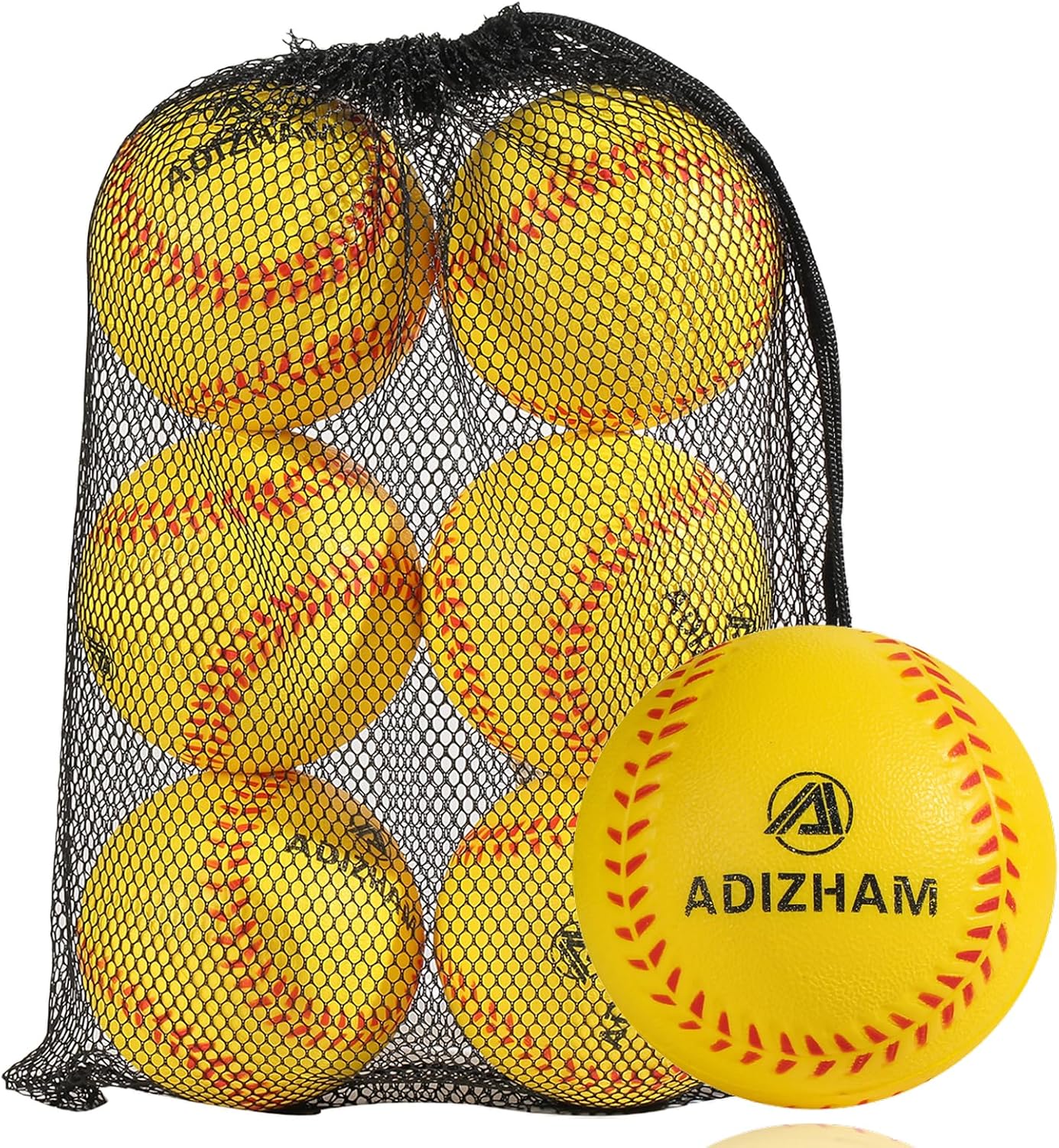 Practice Foam Baseballs - 11 inch Softballs for Youth Beginners, Perfect for Batting and Fielding Training, Pack of 6 with Mesh Bag Included