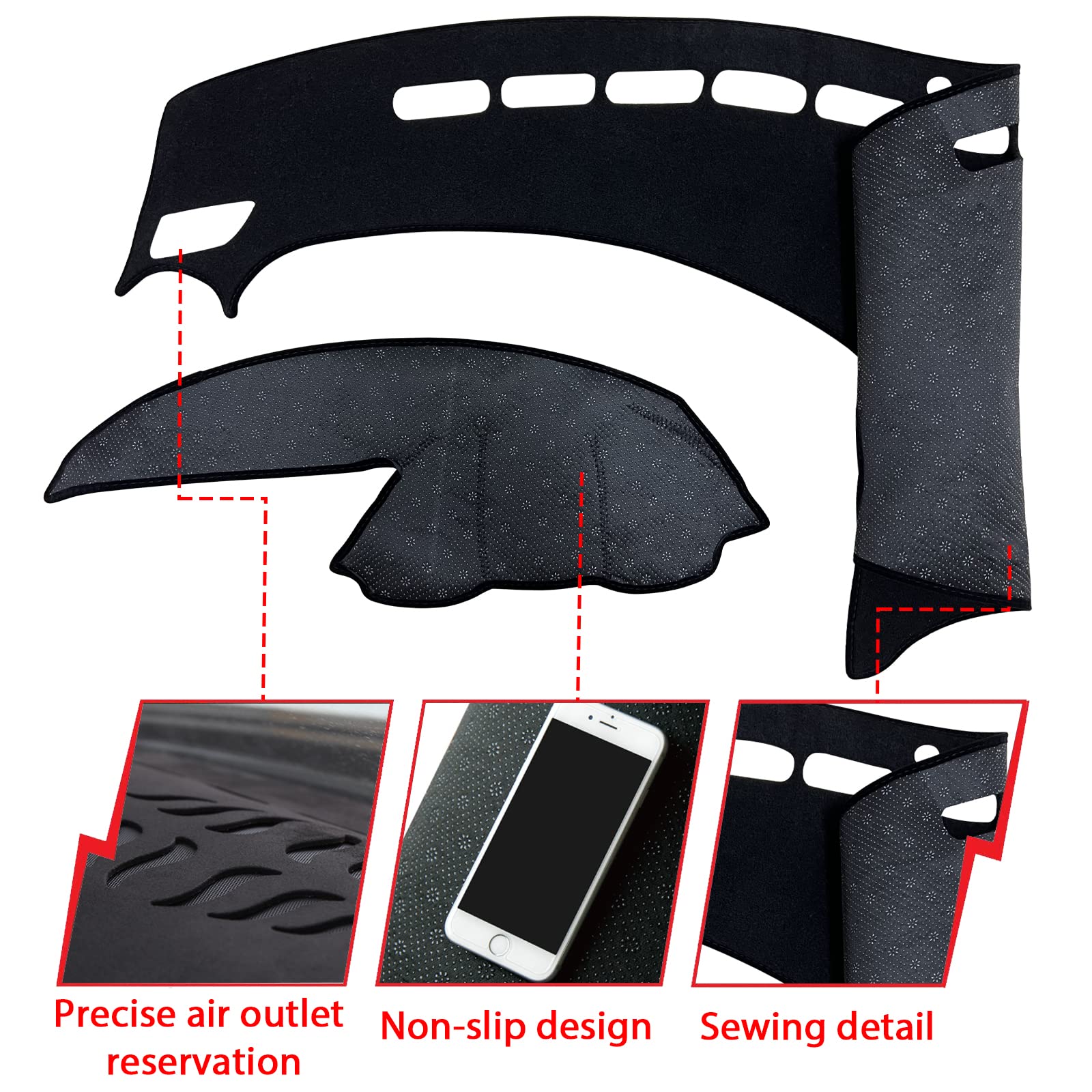 Alfombrilla Antideslizante para salpicadero Compatible con Mazda 3 2010 2011 2012 2013 Protector Solar (Borde Negro)