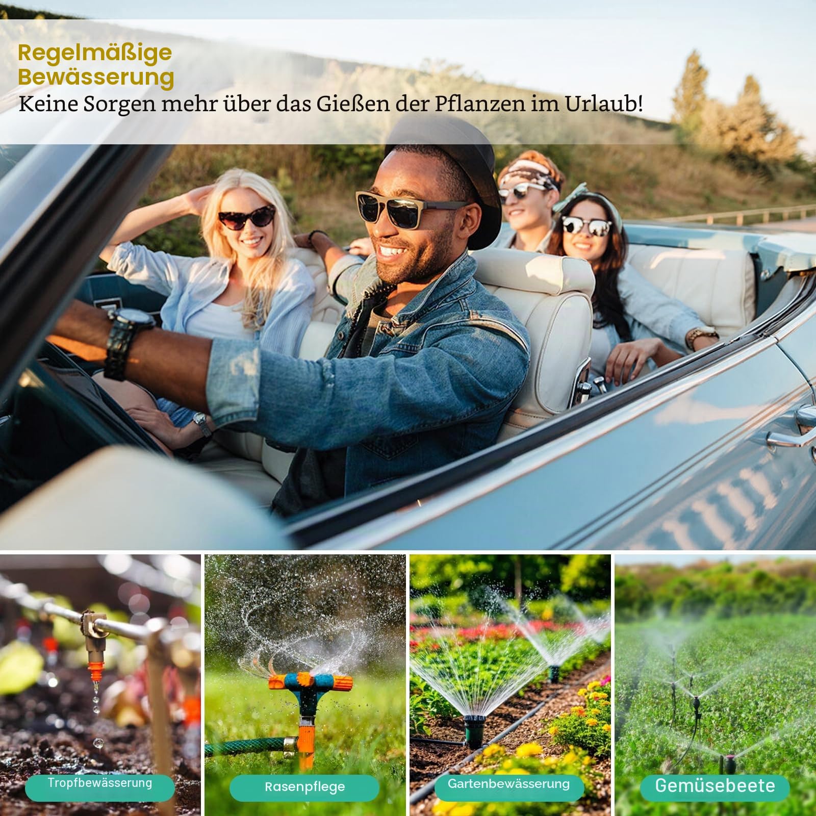 Bewässerungscomputer WLAN 4 Ausgänge,Smart Wasserzeitschaltuhr,App-Steuerung Sprachsteuerung Regenverzögerung Automatische Bewässerung,für Rasen,Garten