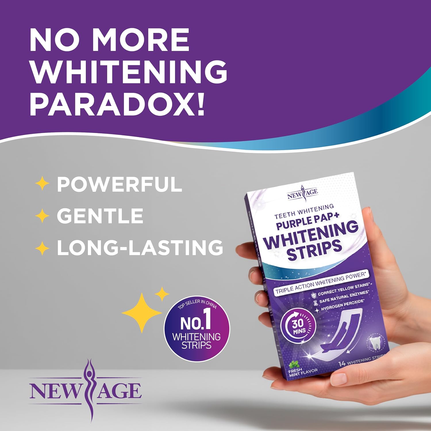 Teeth Whitening Strips - 90-Day Long-Lasting Results, Enamel Safe & Low-Sensitivity, Professional Teeth Whitening Strips with Non-Slip Dry Strip Technology - 48 Upper and 48 Lower - 48 Treatments