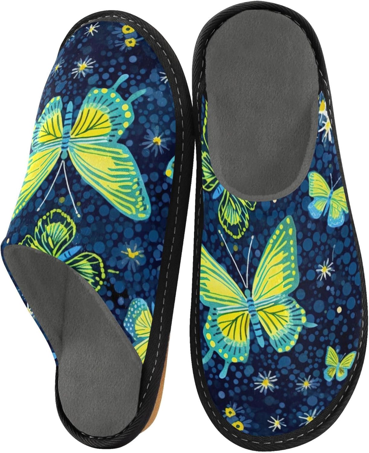 Butterfly House Slippers – Cozy Fuzzy Slippers for Guests, Washable & Disposable, Perfect for Shoeless Home, Spa & Hotel Use A110904