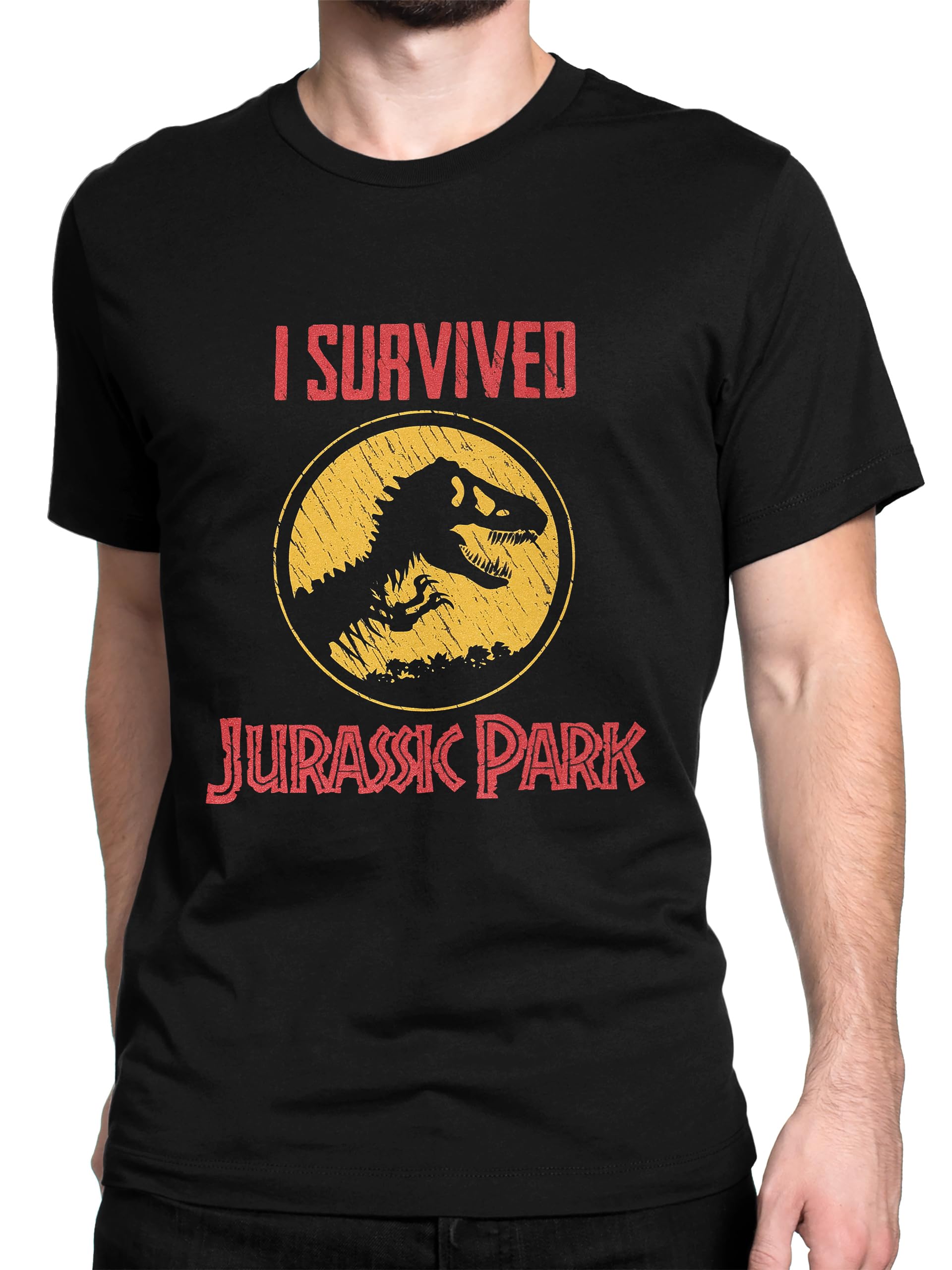 Jurassic Park Men's Black T-Shirt | Movie Tshirt For | Adults T-Rex T Shirt | Official Merchandise | | Large