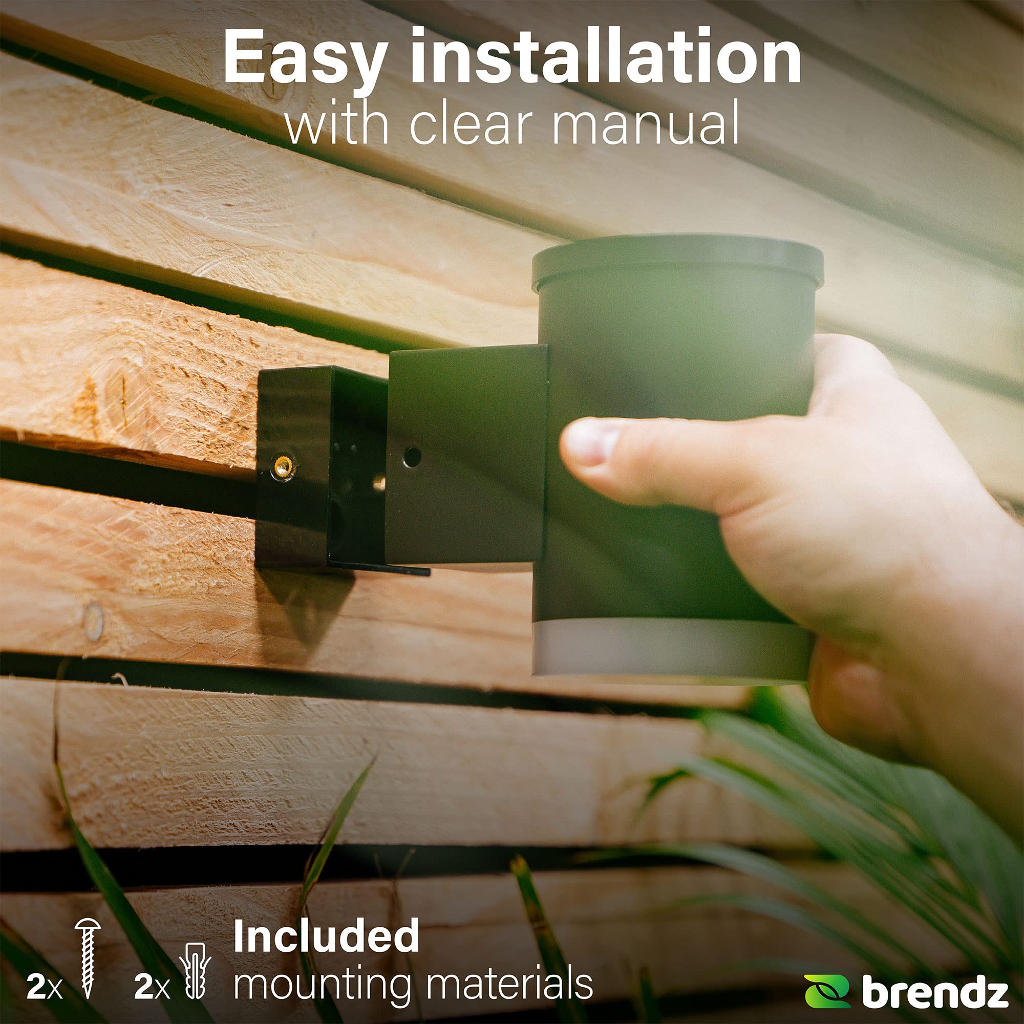 Brendz Applique de pared exterior solar: 50 lúmenes, Impermeable IP44, lámparas solar de pared para exteriores, Luz blanca cálida 3000k, tipo Accra (4 piezas)