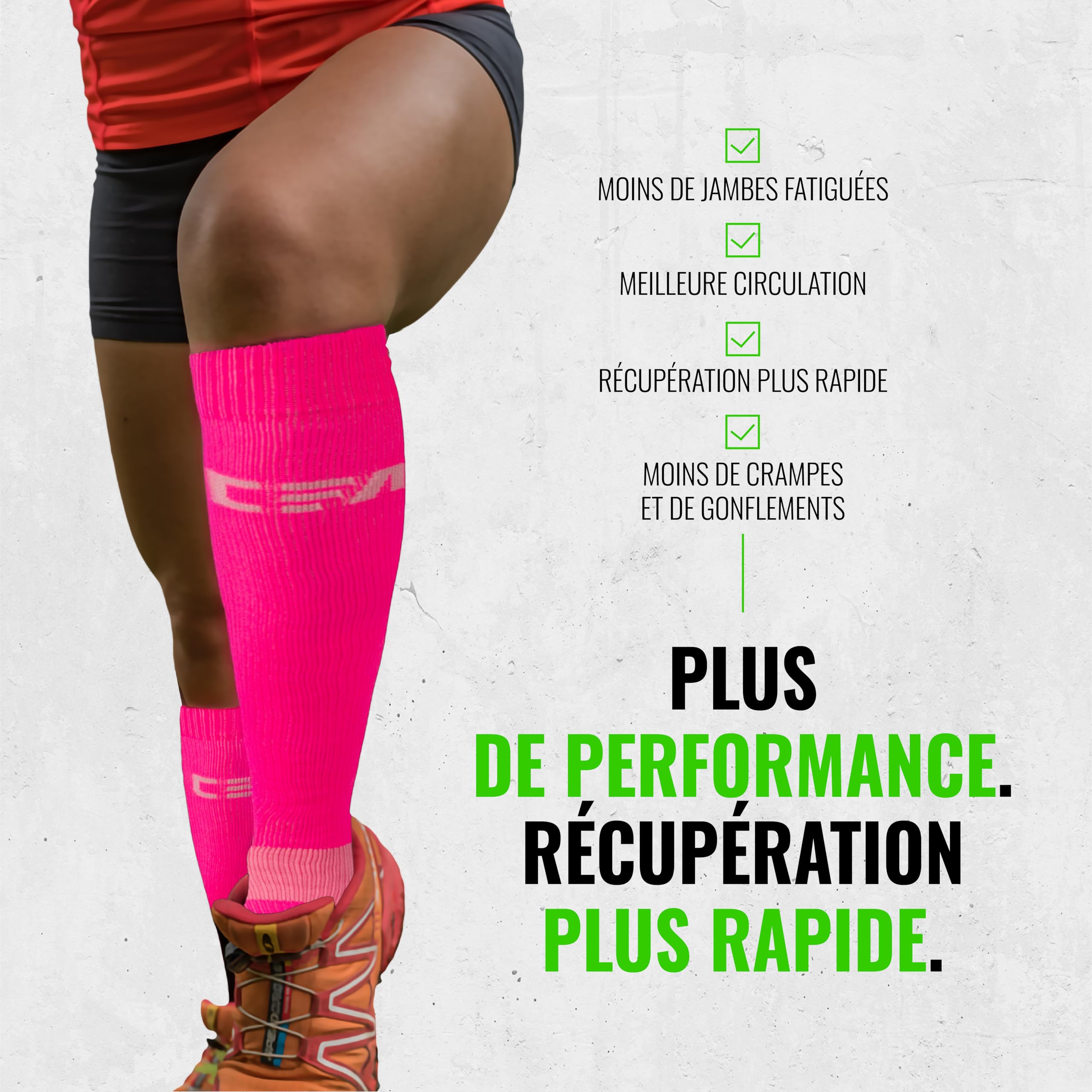 COMPRESSION FOR ATHLETES V1 Chaussettes de Contention Femme et Homme de Haute Qualité, Soutien de La Cheville et de La Voûte Plantaire, Chaussettes de Contention Homme et Femme fabriquées dans l'UE