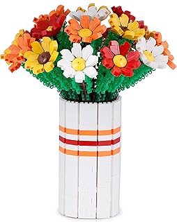 Flower Bouquet Building Blocks Kit by PlayBlocks (1963 PCS), Artificial Flowers for Home Decoration, Floral Building Blocks Adult Toy Gift Idea, Creative Sunflower Building Brick Bouquet