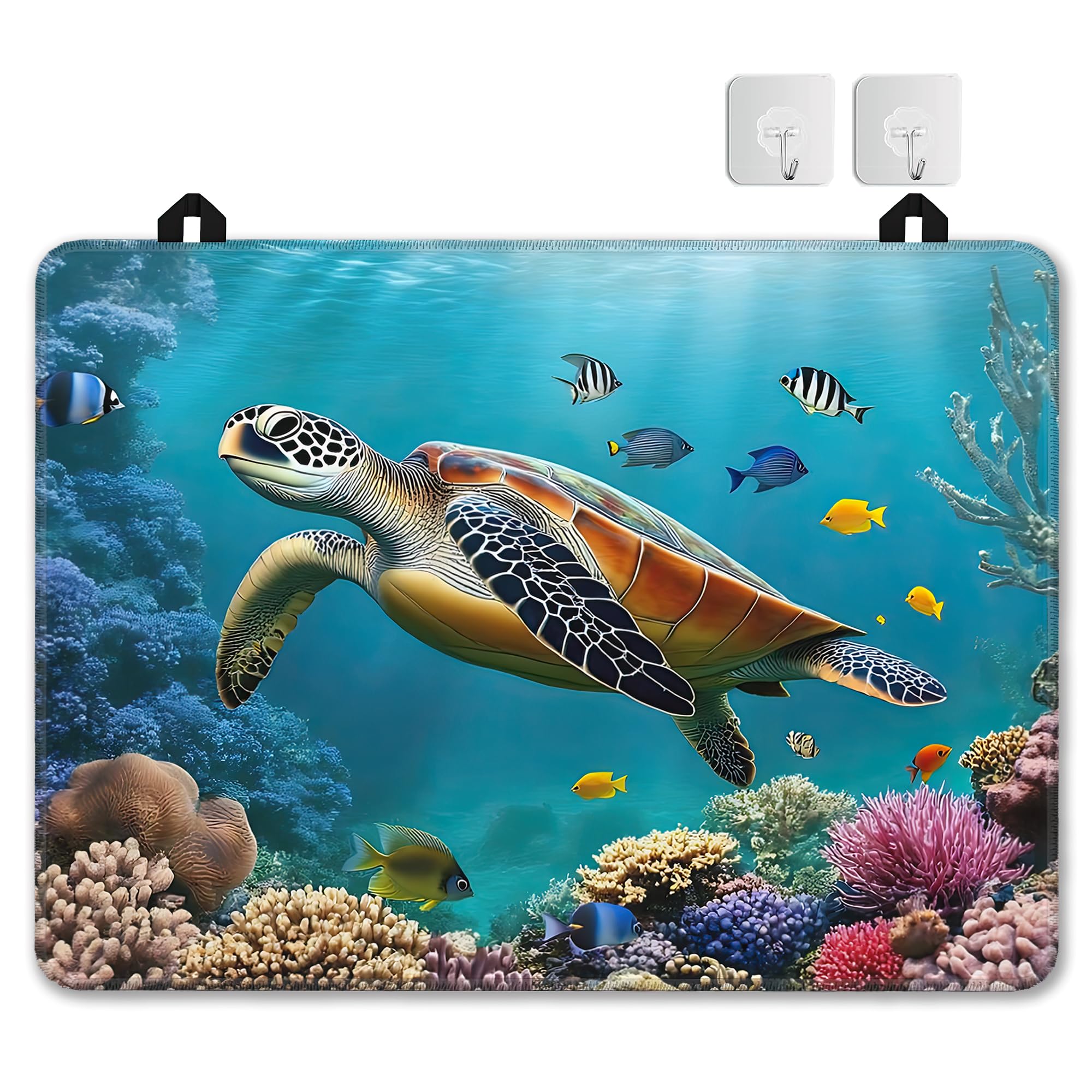 Sea Turtle Glass Top Stove Cover Protector,Ocean Fish Coral Stove Top Covers for Electric Stove,Washable Heat Resistant Cooktop Mat Anti-Slip Range Covers, 28 x 20 Inch