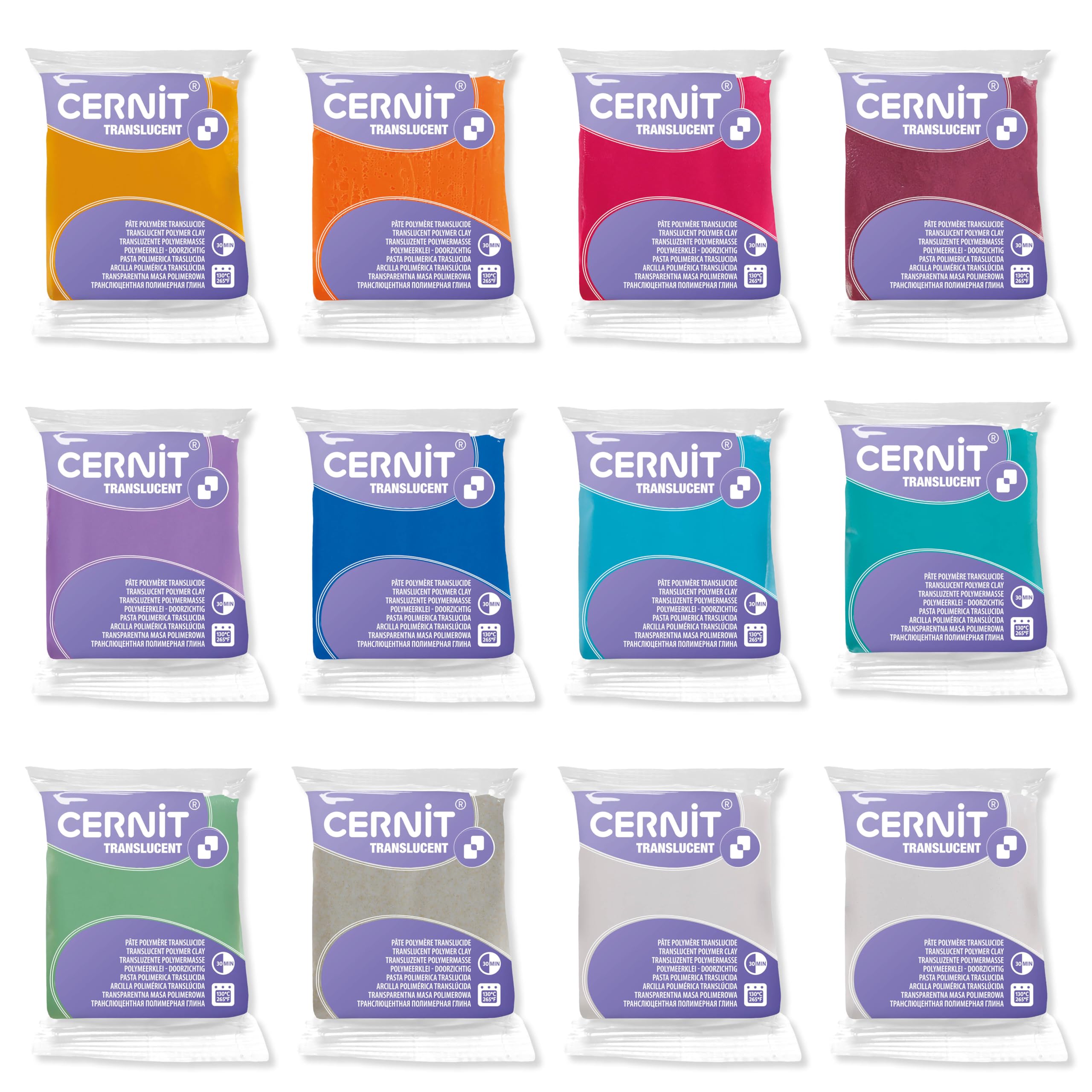 Cernit (une marque Clairefontaine) CE0920012K01C - CERNIT TRANSLUCENT 12 X 56 G PACK ASSORTI