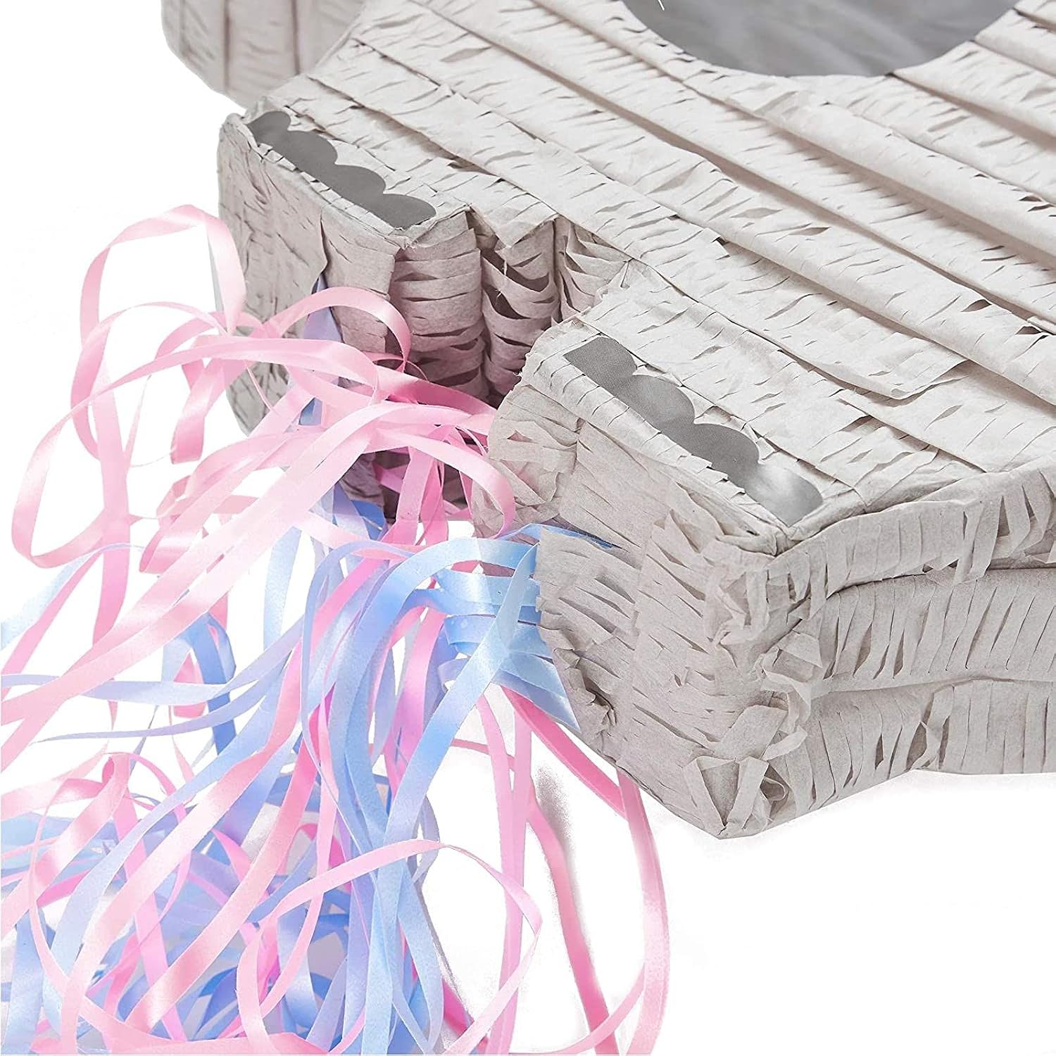Pull String Elephant Pinata for Birthday Party Supplies, Gender Reveal Decorations (Small, 17 x 12 x 3 In)