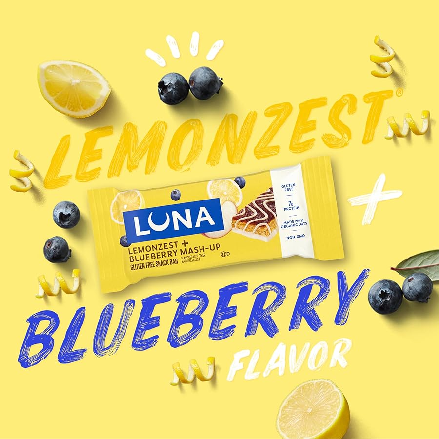 LUNA Bar - Mash-Ups LemonZest + Blueberry Flavor - Gluten Free Snack Bars - Non-GMO - Protein Bars - Made with Organic Oats (15 Pack) - image 6