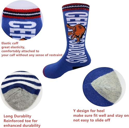 Miniatura 2 de Calcetines altos hasta la rodilla para niños, calcetines de algodón cómodos de dinosaurio, paquete de 8 pares