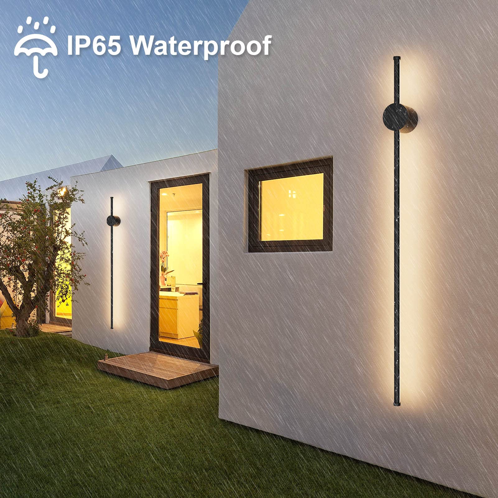 Klighten Lampada da Parete da Interno LED Lunga, 97CM/28W Moderna Applique da Interno, IP65 Luci da Parete Esterno in Alluminio, per Soggiorno Scala Corridoio, Bianco Caldo 3000K, Nero | Lampada da parete in alluminio, impermeabile IP65, 2250 lumen, lampa