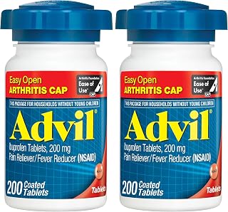 Pain Reliever & Fever Reducer, Pain's Relief Medicine with Ibuprofen 200mg to Joint Pain, Muscle Ache & Minor Arthritis Pain's Relief, 200 Coated Tablets with Easy Open Arthritis Cap (Pack of 2)