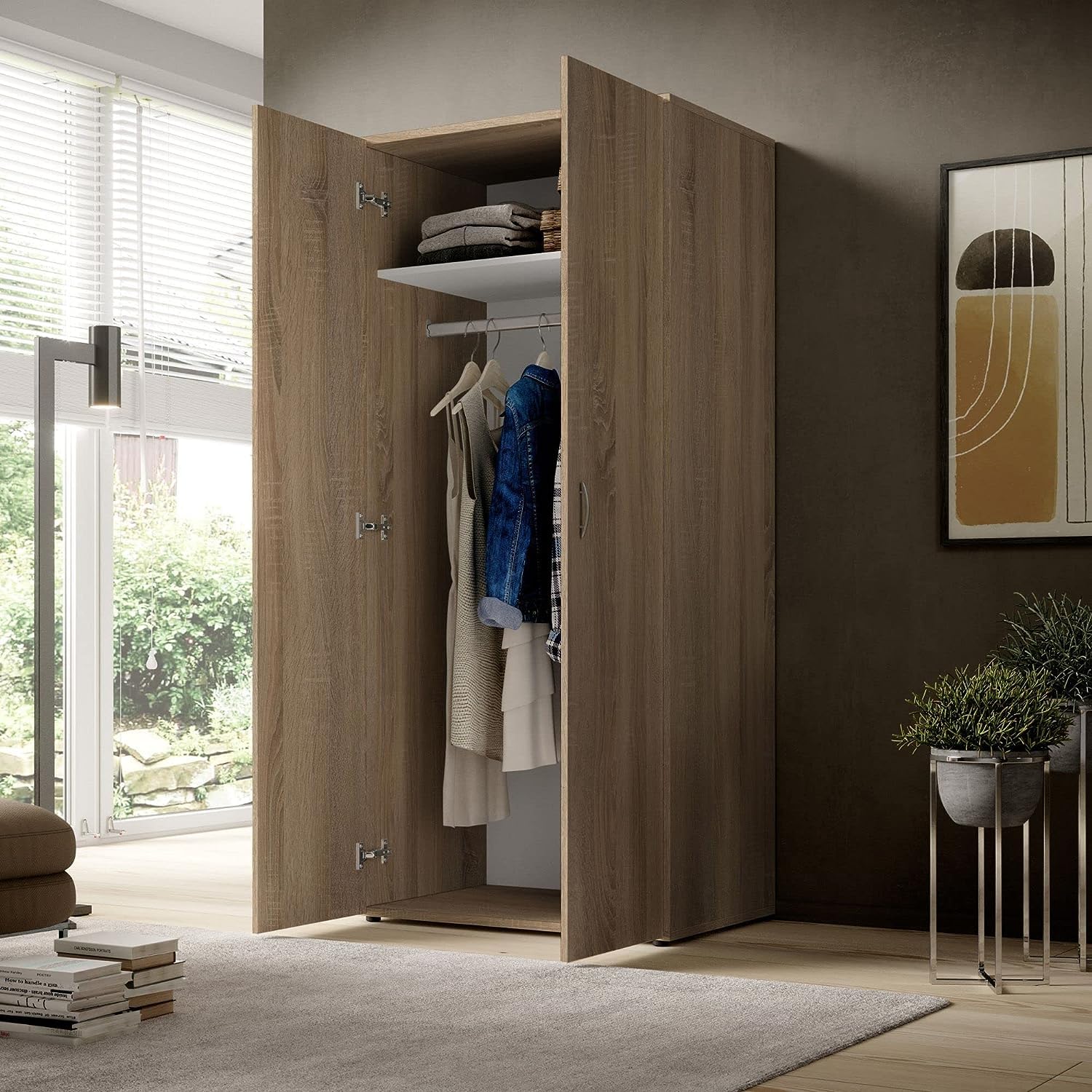 AVANTI TRENDSTORE Armadio Balu 2 a 2 Ante a Battente per Camera da Letto, Marrone, 81 x 177 x 52 cm