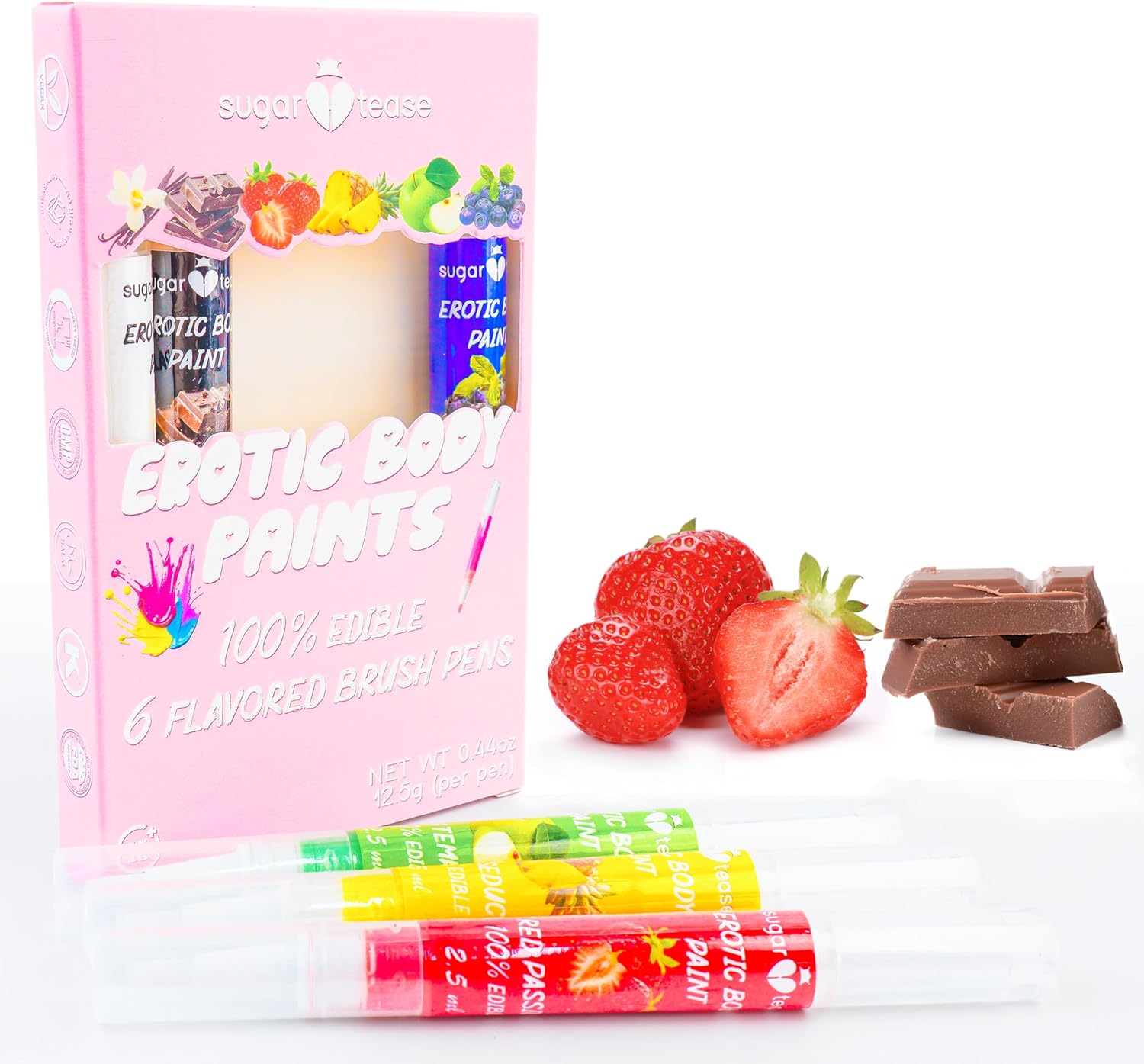 Edible Flavored Body Paints Erotic Intimate Lickable Brush Pens for Couples & Adults Sensual Standard Colors(6 pack)