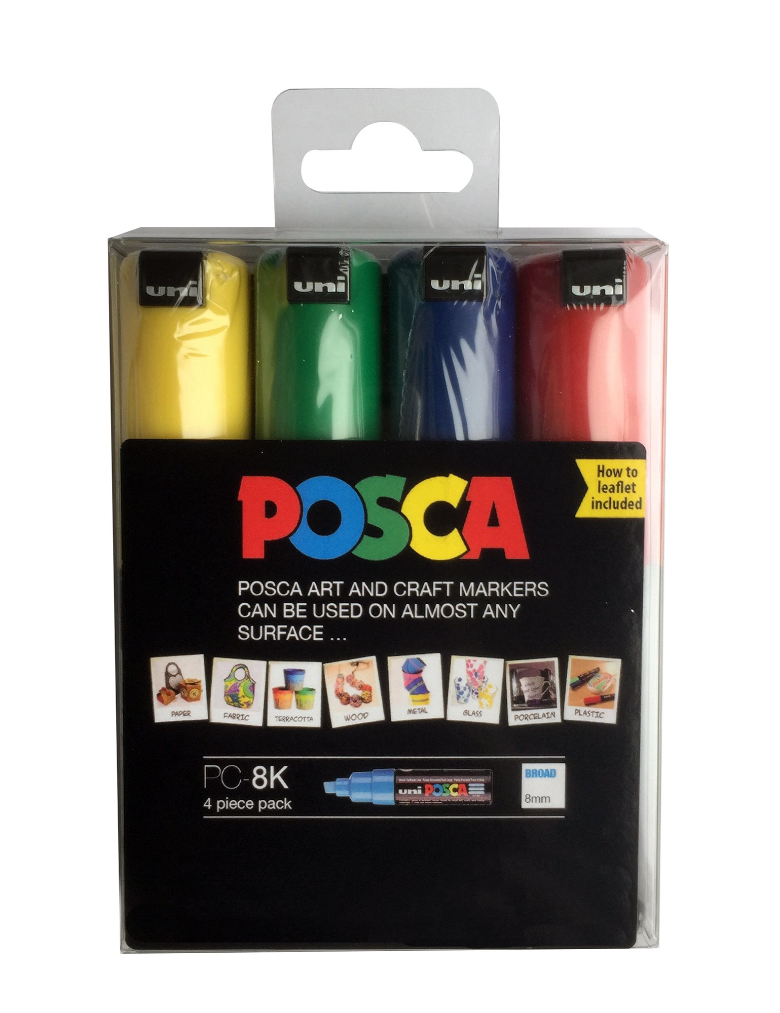 POSCA 153544136 marcador – amarillo/verde/azul/rojo (Pack de 4)
