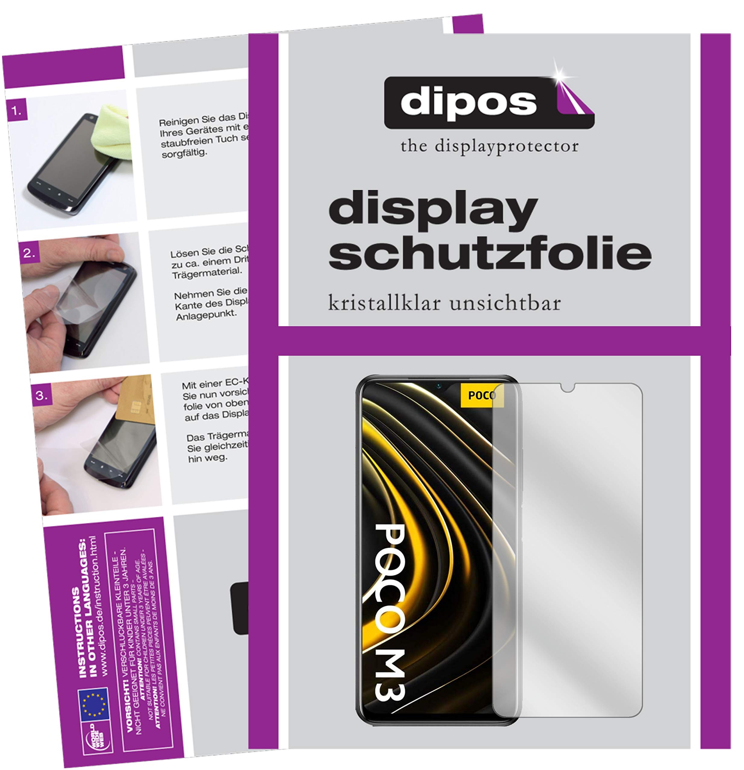 DIPOS - 6x Pellicola Protettiva Compatibile Con Poco X2 Pellicola Dprotezione Cristallo 3x Anteriore 3x Posteriore 4051837497712