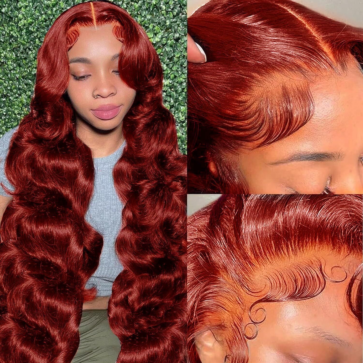 Reddish Brown Lace Front Wig 13X6 Body Wave Lace Front Wigs Human Hair Pre Plucked with Baby Hair 33# Colored Red Wig 180% Density for Women 26Inch