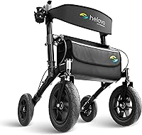 Helavo All-Terrain Rollator Walker with 12" Pneumatic Tires, Seat & Adjustable Height - Foldable Outdoor Mobility Aid for Seniors
