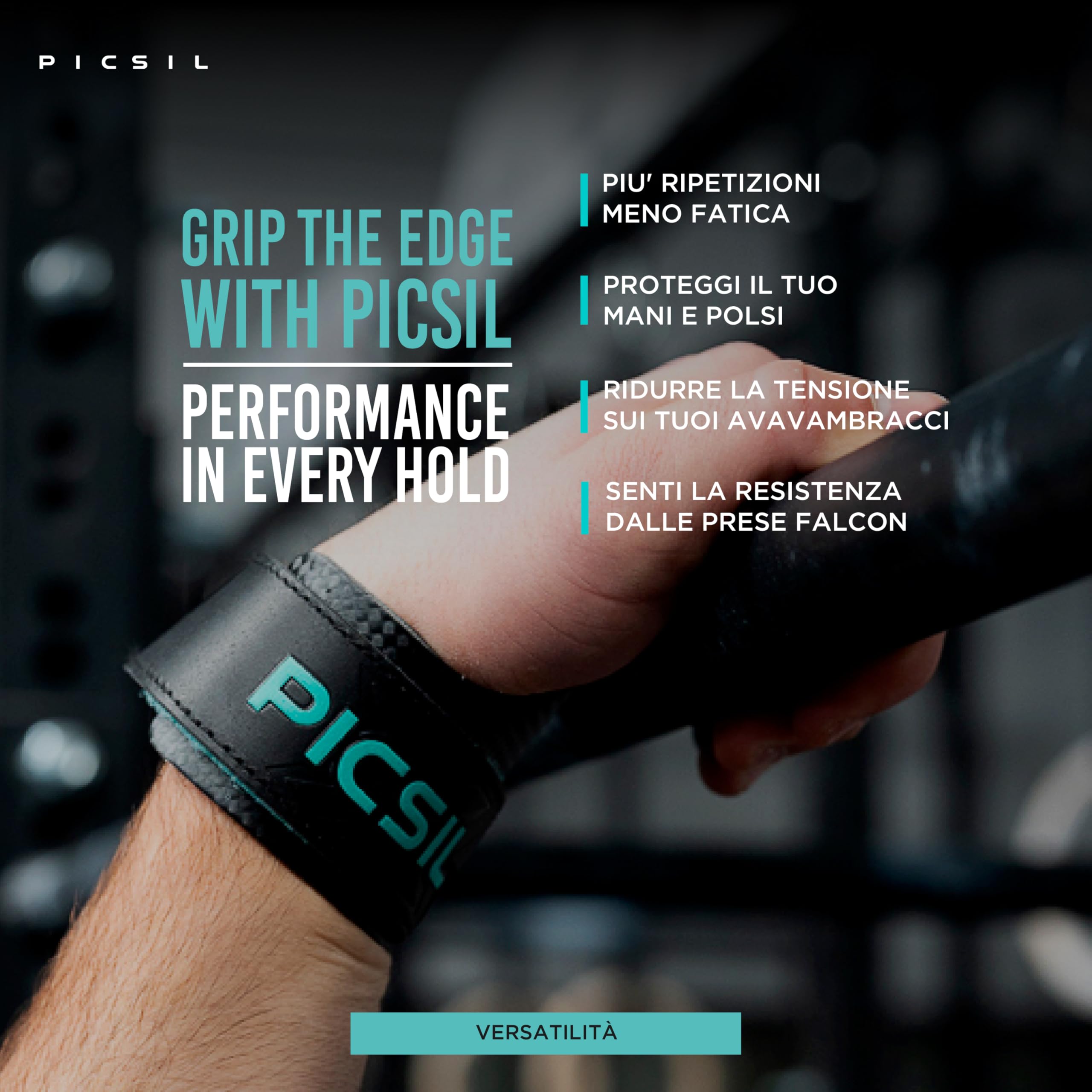 PICSIL Falcon Maniglie Senza Fori Fibra di Carbonio Grip Fitness Cross Training Sollevamento Pesi