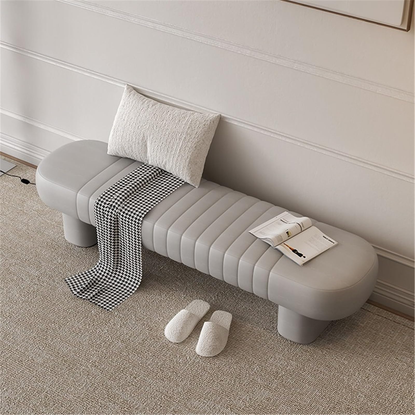 Nowoczesny Dom Drewniane Tapicerowane Skórzane Buty Zmiana Sofa Ławka Łóżko Odpoczynek Wejście(Średni)