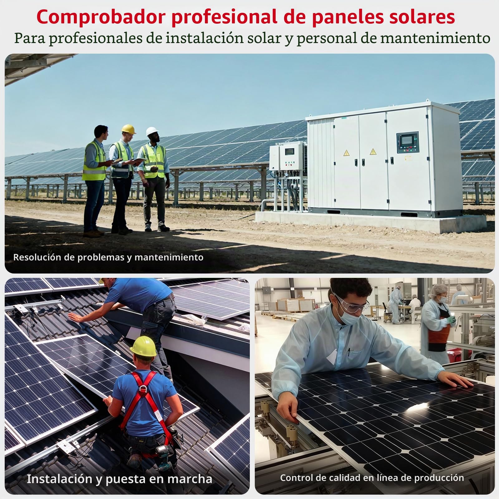 XUNTOP Probador de Paneles Solares 2000W Multímetro Fotovoltaico con Pantalla LCD Grande Probador MPPT 90V/40A Recargable con Retención Automática de Datos para Pmax Vmp Amp Voc Isc