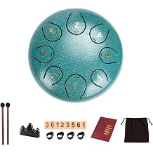 Rain Drum for Outside, 6 Inch 8 Note Steel Tongue Drum, C Major Togue Drum Rain Chime, Steel Drum for Kids Adults, with Mallets, Music Book