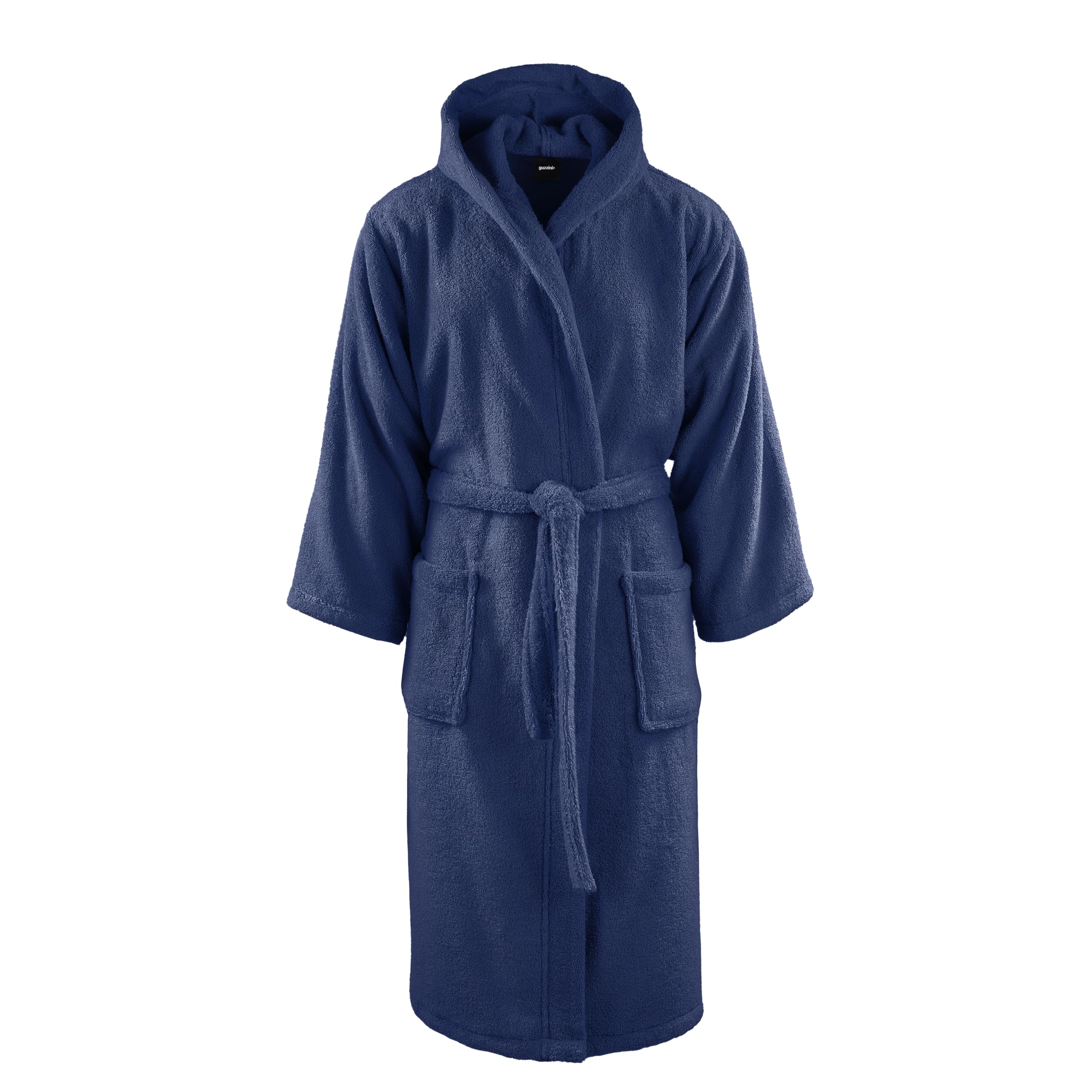 GUZZINI Classic - Peignoir de Bain Femme et Homme en Éponge avec Capuche, Ceinture et Poches 100% Coton Certifié OekoTex, Peignoir Homme Femme Doux Absorbant, Peignoirs Durables Résistants aux Lavages